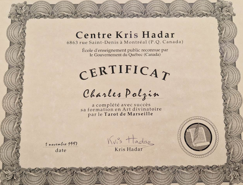Certificat Art Divinatoire